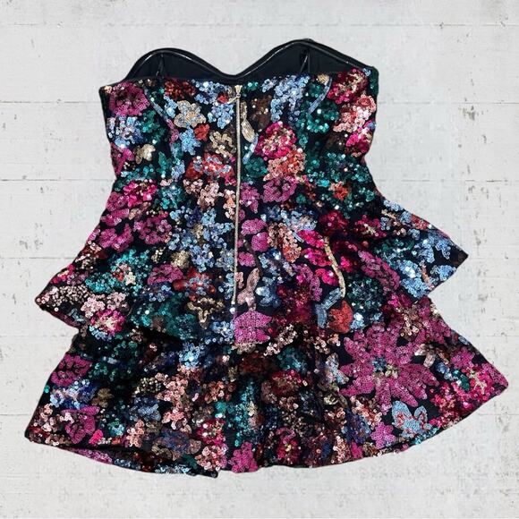 Elliatt Hens Strapless Sequin Minidress Size XL Sparkly Ruffle Feminine HoCo - Picture 5 of 10